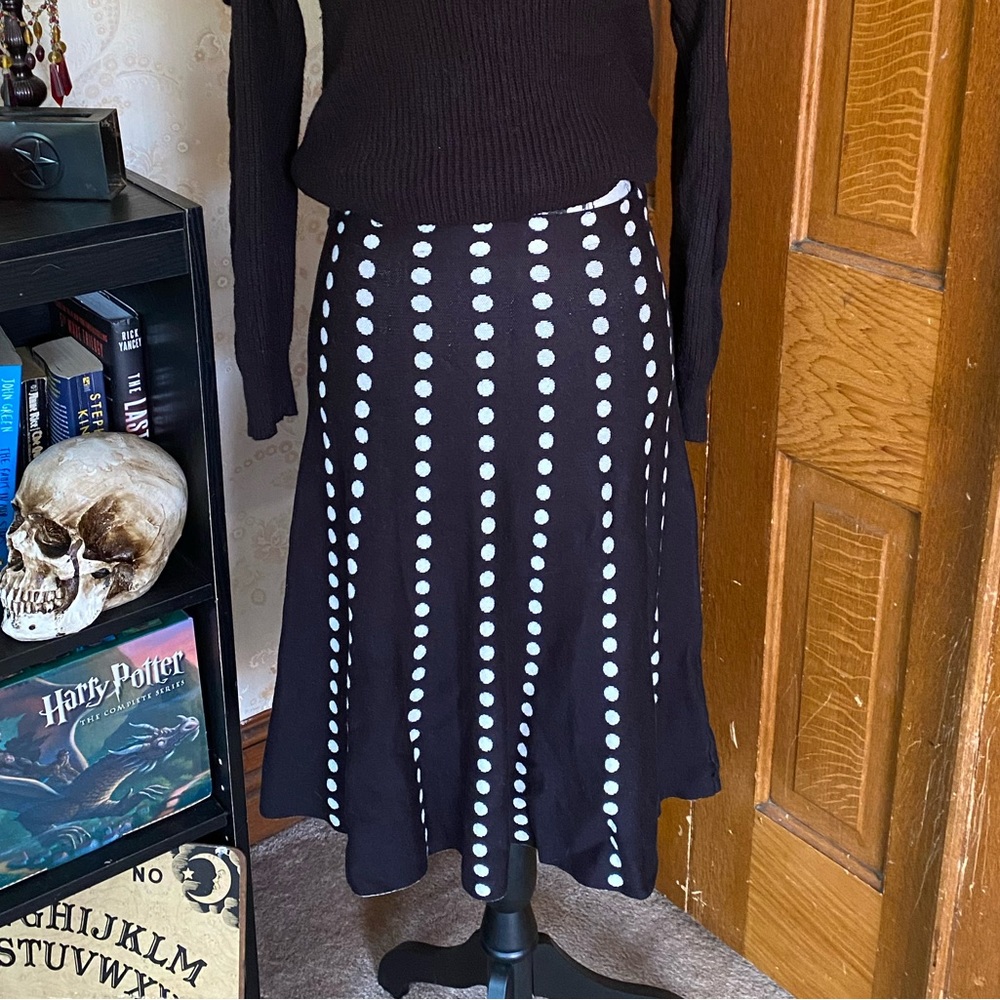 Sioni A Line Black and White Polka Dot Skirt